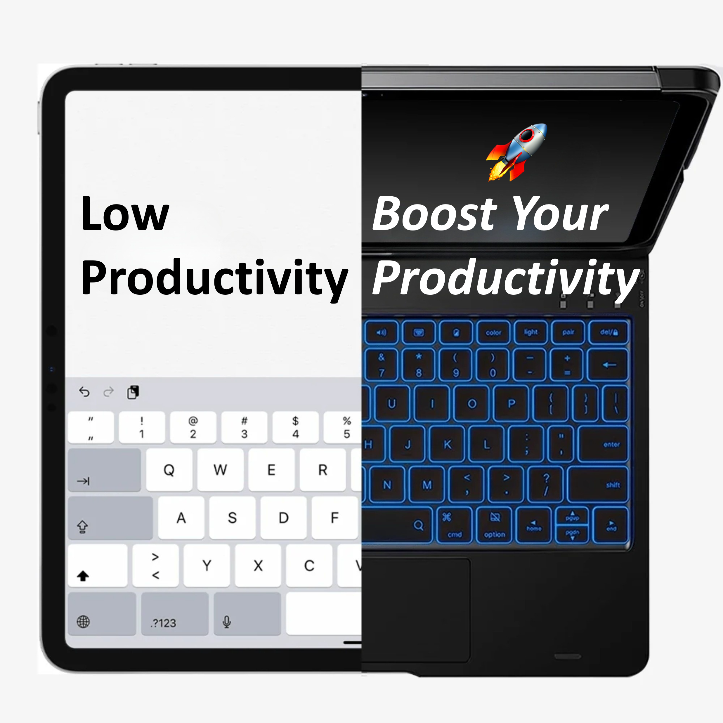 Swivel Rotating Wireless Keyboard Case for iPad