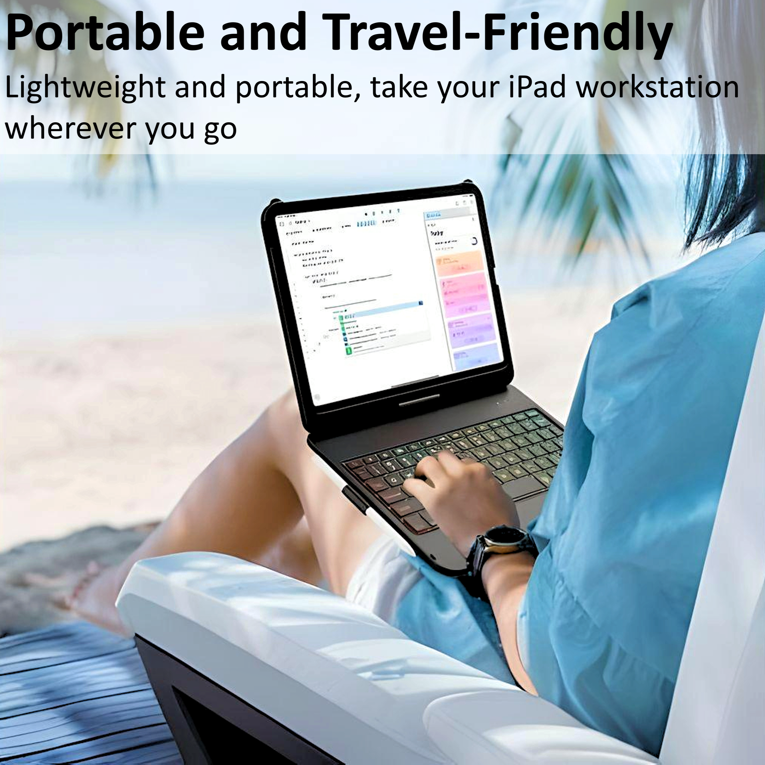 Swivel Rotating Wireless Keyboard Case for iPad